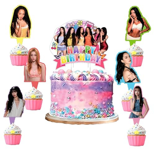25pcs Cake Decorations with 24pcs Cupcake Toppers, 1pcs Cake Topper for Kat_seye/Tenn Girl Boy Birthday Party Supplies