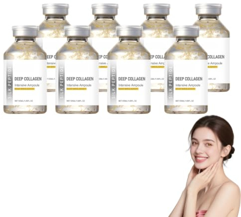 Ampolla de levantamiento intensivo con péptido de seda de colágeno profundo – Ampolla de levantamiento intensivo con péptido de seda – Suero de péptidos de cobre para rostro, suavizante (8 botellas)