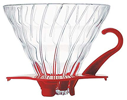 HARIO V60 Glass Coffee Dripper, Red, Size 2