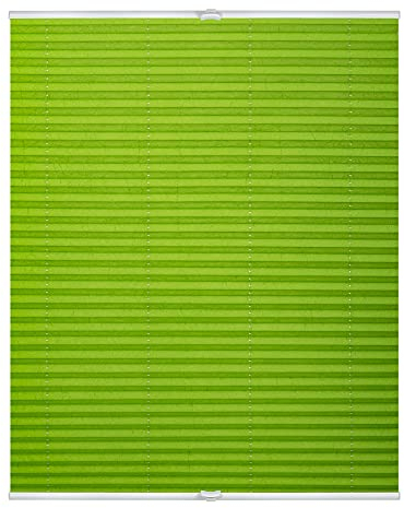 Lichtblick Plissee Klemmfix, ohne Bohren, verspannt, lichtdurchlässig, Blickdicht, Uni, mit eleganter Crushed Optik Grün,100 cm x 130 cm (B x L)