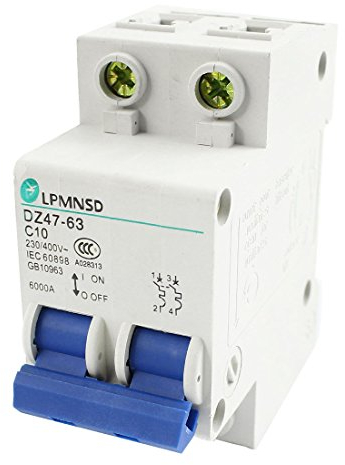 sourcing map DZ47–63 35 mm Hutschienen-2-polig Leitungsschutzschalter AC 230 V 400 V 10 A de