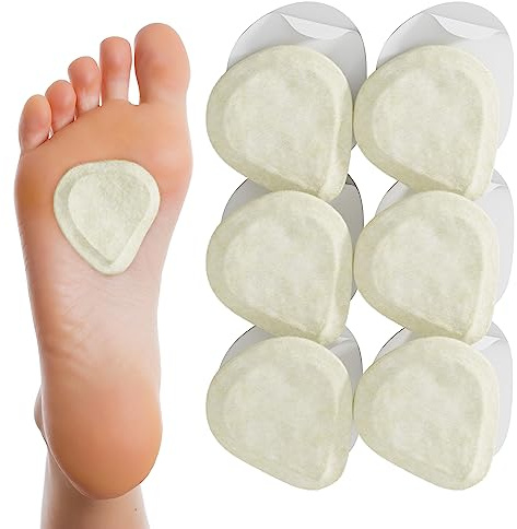Metatarsal Felt Foot Pad Skived Cut (1/4 Thick) - Made in USA - Felt Metatarsal Pads for Women and Men - Ball of Foot Cushion - 6 Pairs (12 Pieces)