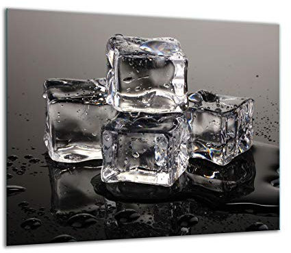 TMK | Herdabdeckplatte 60x52 Einteilig Glas Elektroherd Induktion Herdschutz Spritzschutz Glasplatte Deko Schneidebrett Schwarz Eis