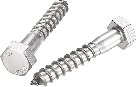 sourcing map Sechskantschrauben, M12 x 70 mm, 304 Edelstahl, Halbgewinde, selbstschneidende Schrauben für Holzschrauben, 5 Stück