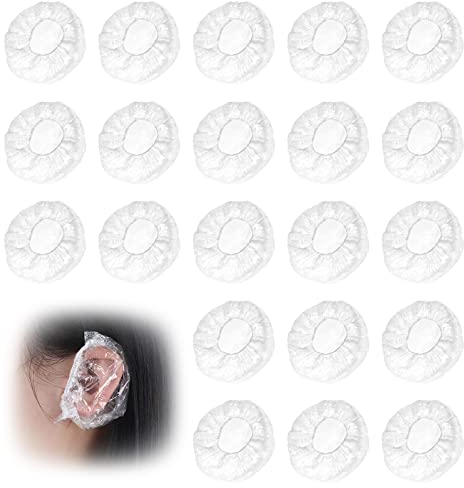 100 Pezzi Trasparente Doccia Cuffie, Paraorecchie Impermeabili Trasparenti, Protettive Impermeabili Copertura Dell'Orecchio con Elastici, per Colore Dei Capelli, Spa, Doccia (Trasparente)