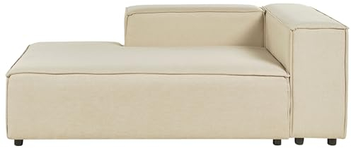 Beliani Modul-Chaiselongue Leinen beige rechtsseitig mit niedriger Rückenlehne Aprica