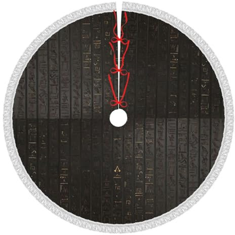 Weihnachtsbaum-Rock, antiker ägyptischer Hieroglyphendruck, Bauernhaus, Weihnachtsbaum, Röcke, Matte, für drinnen und draußen, Urlaub, Party-Dekoration