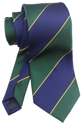 Kihatwin Men's Navy Blue Forest Green Yellow Silk Cravat Oxford Ties Woven Graduation Formal Striped Neckties Gifts Ideal