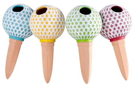 Bewässerungsspieße aus Terrakotta,Bewässerungsspieße aus Terrakotta für Pflanzen | Automatischer Pflanzenbewässerer 4 Stück,Urlaubs-Pflanzenbewässerer, kugelförmige Pflanzenbewässerungsspitzen, Bewäss