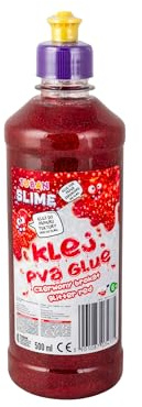 TUBAN Glittering PVA Glue for Slime 500 ml – Paper Glue – For Fun – Paper and Cardboard – Ideal for Making Slime – Decoupage – DIY – Red