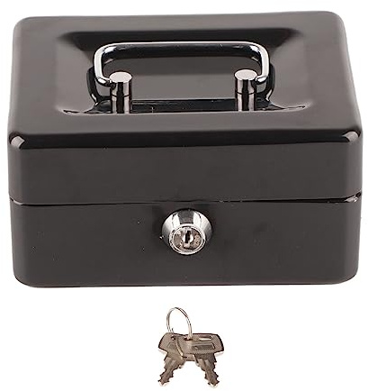 Caja de dinero de metal, caja de dinero con cerradura de seguridad, bandeja de dinero, organizador de dinero, caja de almacenamiento de dinero para el hogar, negocios, 6 compartimentos