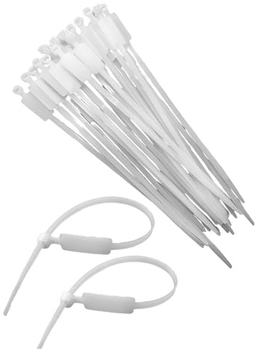 TERF® 100 Pcs Natural White Marker Cable Ties 200mm (8'') X 4.8mm Heavy Duty Nylon Wire Cable Ties Zip Wraps Secure Self Locking Mechanism Tags Ties Straps for Home Office Workshop Indoor Outdoor Use