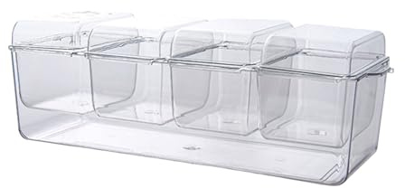 Transparent Condiment Serving Tray - Food Chiller, Fruit Dish, Ice Platter | Salad Organizer, Bar Garnish Container For Buffet, BBQ, Kitchen, Cold Storage Snack Presentation