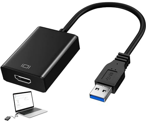 Menibeuty Cable USB a HDMl, Adaptador USB a HDMl, 3.0/2.0 Convertidor de Vídeo Multipantalla, Cable convertidor para PC, portátil, Monitor, proyector de Escritorio,TV