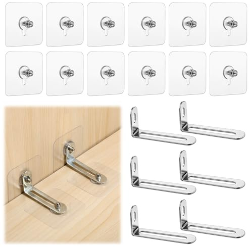 6 Paare Möbel-Wandanker, Möbel Kippsicherung Set Ohne Bohren Kippschutz Möbel Wandanker Möbelgurte Wandbefestigung Wandanker mit Selbstklebenden Schrauben für Schrank Regal Kommode