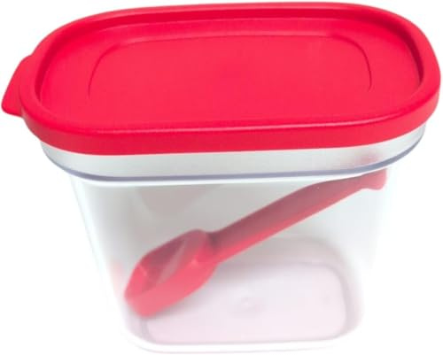 Tupperware Eidgenosse, contenitore rettangolare impilabile, esclusivo per spezie, 500 ml, 500 ml, con misurino, contenitore compatto e modulare, sistema frigorifero, rosso 500 ml