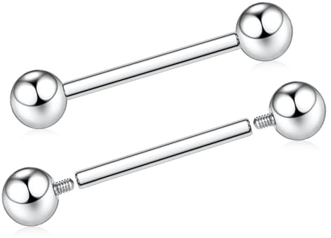 AROWRO 14 g bröstvårta stänger bröstvårta piercing smycken tungstänger tungpiercing internt gängade ringar för bröstvårta bro piercing smycken titan