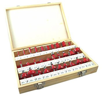 GrecoShop Frese Pantografo, Fresatrice Verticale, Punte Lavorazione Legno Set 30 Pezzi Gambo 8 mm