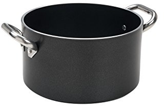 Pentole Agnelli, ALSA2104SS36, Casseruola Alta Alblack con 2 Maniglie in Acciaio Inox, Alluminio, Nero