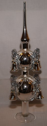 Christbaumspitze silber mit 8 Glocken, mit leonischem Draht umsponnen