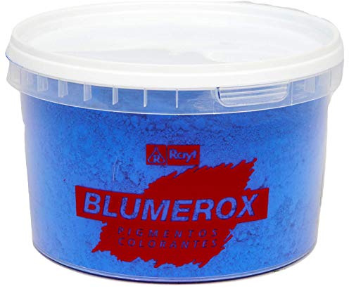 Rayt 1183-71 Blumerox Polvo para Interiores Cemento Blanco o Gris, Cal y Yeso. Altísimo Poder colorante. Pigmentos de Primera Calidad. Color Azul 05, 450gr