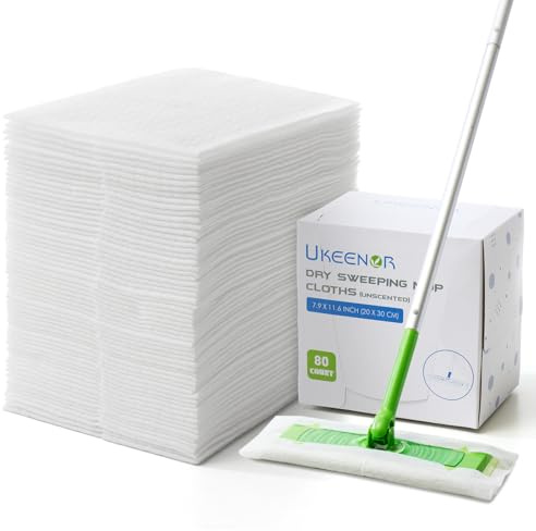 UKEENOR Dry Mop Refills - 160 Count Disposable Dusting Cloths - Electrostatic Cloths - 7.9x11.6 Box Packing