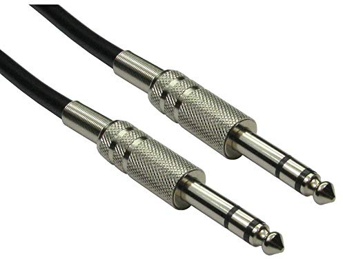 Ex-Pro Guitar Lead, Nickel 20m, 6.35mm 1/4 Male to Male TRS Stereo Jack Instrument Patch Cable for Effects Pedal Board Bass Keyboard Amplifier