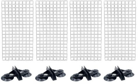 4pcs Aquarium Divider Fish Tank Grid Divider Tray Egg Crate Bottom Divider Board with 4Pcs Sucker Clips Aquarium Supplies （Random color of suction cup ）