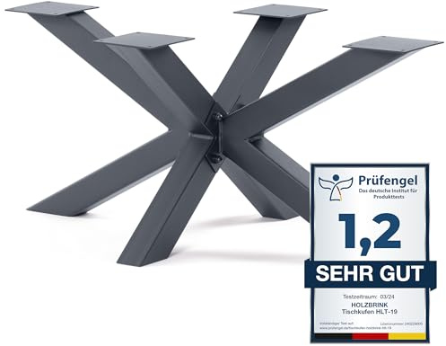 HOLZBRINK Tischgestell Spider | Massive Tischkufen/Tischbeine Metall Grau für Couchtisch, Esstisch, Schreibtisch, Konferenztisch | 1 Stück Tisch-Füße 98x53 cm | Höhe 43 cm