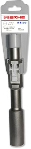 WERHE Erdnageleintreiber HEX30, Innen-Ø 20,2 mm, für Tiefenerder, Stahl | Außen-Ø 35 mm, Länge 257 mm, kompatibel mit Hitachi, Makita Abbruchhämmern, Anschlag für Stabführung, Zaunbau, Blitzschutz