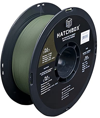 HATCHBOX Matte PLA 3D Printer Filament, Dimensional Accuracy +/- 0.03 mm, 1 kg Spool, 1.75 mm, Olive Green