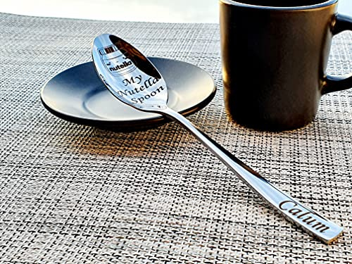 Customized Nutella Spoon - Personalised Stainless Steel Coffee Tea Spoons for Gifts - Custom Engraved Desert Spoon with Name - Engraving Personalised Gift for Anniversary, Birthday, Christmas, Silver