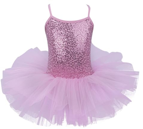 Freebily Tutu Ballerina Bambina Colorato Body Ginnastica Artistica Ragazza Senza Maniche Vestito Danza Classica da Balletto Leotards Dancewear Abito da Ballo Saggio Rosa 5-6 Anni
