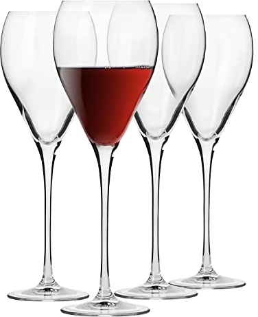 KROSNO - Perla Copas de Vino Tinto 4 x 480 ml | Juego de 4 Copas de Vino | Regalo de Bodas | Apto para Lavavajillas | Vidrio Cristalino | Sin Plomo | Duradero | Resistente a Arañazos | Idea de Regalo