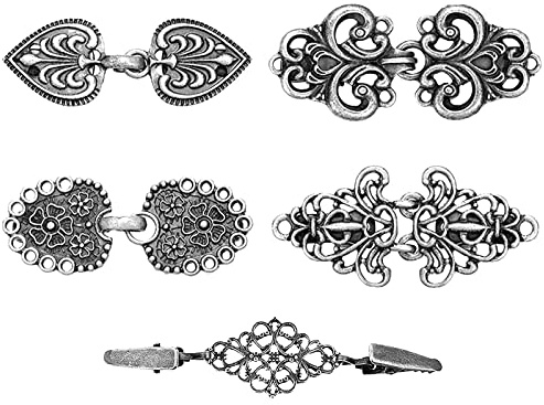 5 pinces à chandail vintage châle, pinces à chandail vintage pour femmes MaehSab, boucles à chandail, épingles à châle, pinces à chandail Halloween, boucles de cape pour femmes
