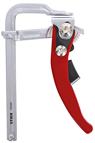 STIER Ganzstahl Hebelzwinge FHZ 120/60, mit bis zu 1570 Nm Spannkraft, einfaches Festspannen mit Hebelfunktion, aus robustem Stahl gebogen, Zwinge, Hebelzwinge