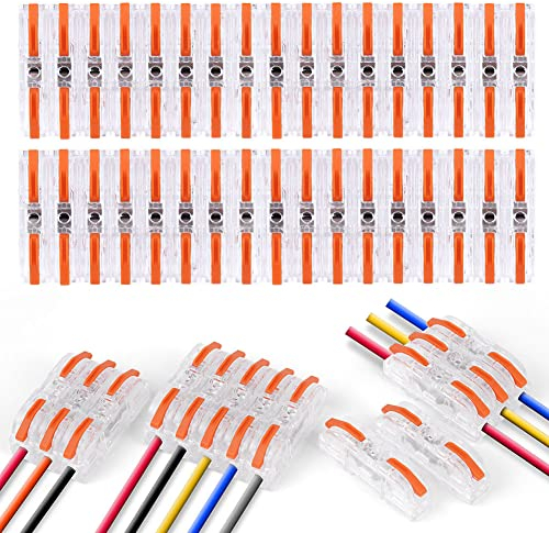 flintronic Wire Connectors, 34Pcs Quick Dual Wire Terminal Block, 2 Pin Peel-free Push-type Design Connectors, 18-22AWG Wire Quick Splice Connector Wire Crimp Terminal Wire Connector