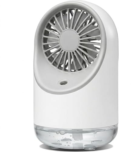 AirBlo Portable Recharbeable Fan with Humidifier - Mini Misting Desk Fan - 2000mAh USB Personal Fan with 3 Speeds for Office, Home and Travel