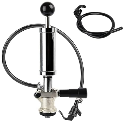 Watflow Fass Party Pumpe, American D System Bierfass Wasserhahn Party Wasserhahn, 4 Zoll Picknickpumpe mit schwarzem Bierhahn & Bierschlauch, verchromtes Fass Draft Beer Party Pumpe mit 2