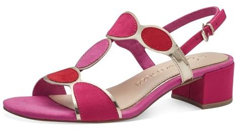 Marco Tozzi Sandalias de tacón con Correa Ajustable para Mujer Vegan, Pink Comb, 38 EU