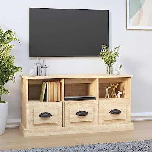 FIRBNUS TV-Schrank Sonoma-Eiche 100x35x50 cm Holzwerkstoff Kommode Holz Sideboard Holz TV Lowboard Holz Schrank Schubladen TV Cabinet Kommode Industrial TV Unterschrank TV Schrank Holz