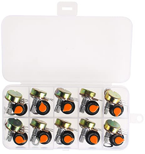 10 Teile/schachtel WH148 Linear Potentiometer 15mm 3pin 1K 2K 5K 10K 20K 50K 100K 250K 1M mit Orange AG2 Knopf Kappe Potentiometer Kit (Size : 1K Ohm)