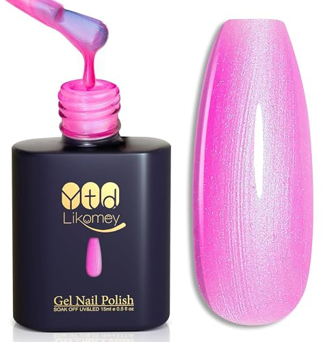 YTD Likomey Glitzer UV Gellack Nagellack Gel,15ml Rosa Perlglanz-Glitter Glitter Soak Off Farbgel Nagelgel Maniküre Farbe Gel Nail Polish
