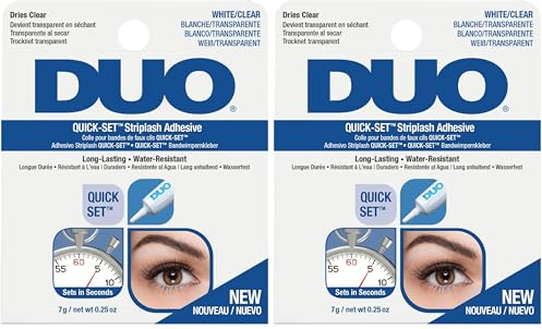 DUO Quick-Set Striplash Adhesive Clear 7g Eyelash Adheisve Applies White Dries Clear All-Day Wear Strip And Individual Lashes Sets In Seconds Water-Resistant Vegan-Friendly Cruelty-Free Eyelashes