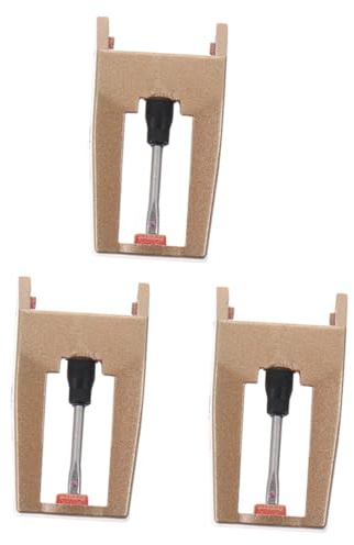 BESTonZON Agujas para Tocadiscos de Vinilo 3 Unidades de Aluminio Punta de Rubí Dorada, Compatibles Fonógrafos y Platos de Música, Repuesto Duradero para Equipo Dj, Sonido Claro y Preciso