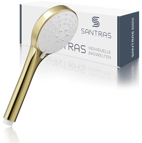 SANTRAS® Handbrause mit dreifach verstellbaren Duschkopf mit Wassersparer in Bronze – Brause mit wassersparendem Brausekopf und Durchflussbegrenzer in 3 Strahlarten für Dusche und Badewanne