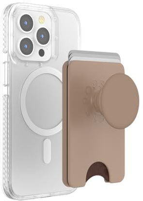PopSockets Phone Wallet for MagSafe, Phone Card Holder with Grip, Neutral - Latte