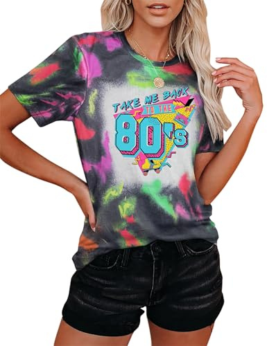 T-shirt vintage des années 80 pour femme, style décontracté, rétro, années 80, pour fête, M