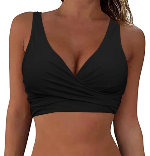 Hanaoops Top Bikini da Donna Costume da Bagno Asciugatura Rapida Costumi Reggiseno con Allacciatura sul Retro