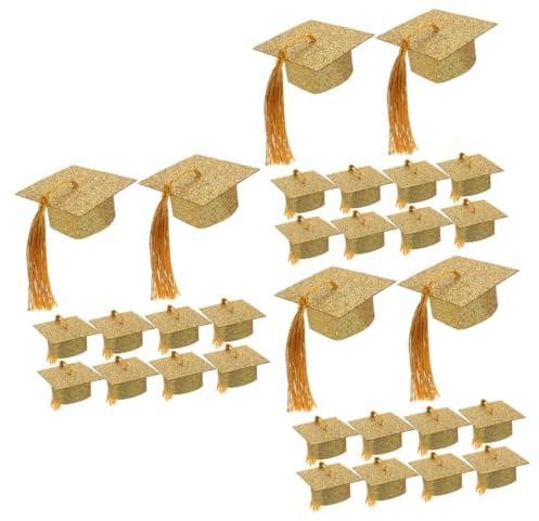 VICASKY 30pcs Graduation Caps Goblet Covers Beverage Goblet Cover Doctoral Cap Reusable Party Decorations